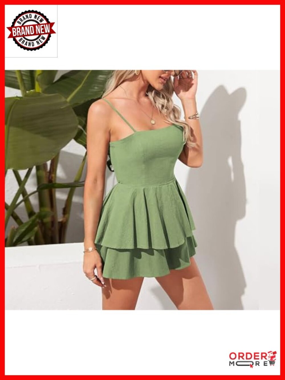 Spaghetti Strap Backless Bow Tie Tiered Layer Mini Dress Party Club - Picture 4 of 4